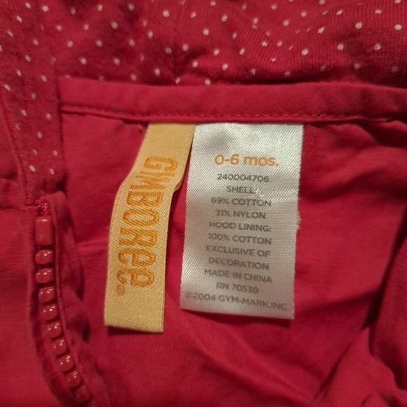 Gymboree Vintage yellow label red zip up spring jacket girls 0-6 months - Picture 4 of 5